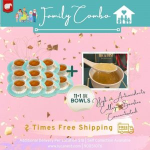 Family Combo 11 bowls + 1 Bowl (Free) Freshly Cooked Birdnest With 3 X Free Deliveries In Premium Gift Packaging.
