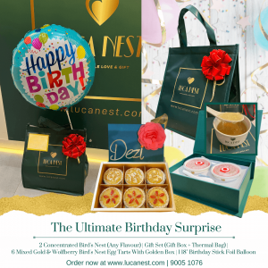 The Ultimate Birthday Surprise (2 Bowls, 6 Mixed Bird's Nest, Premium 18 Inch Balloon Foil)