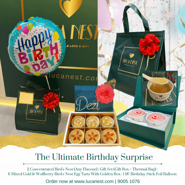 The Ultimate Birthday Surprise (2 Bowls, 6 Mixed Bird's Nest, Premium 18 Inch Balloon Foil)